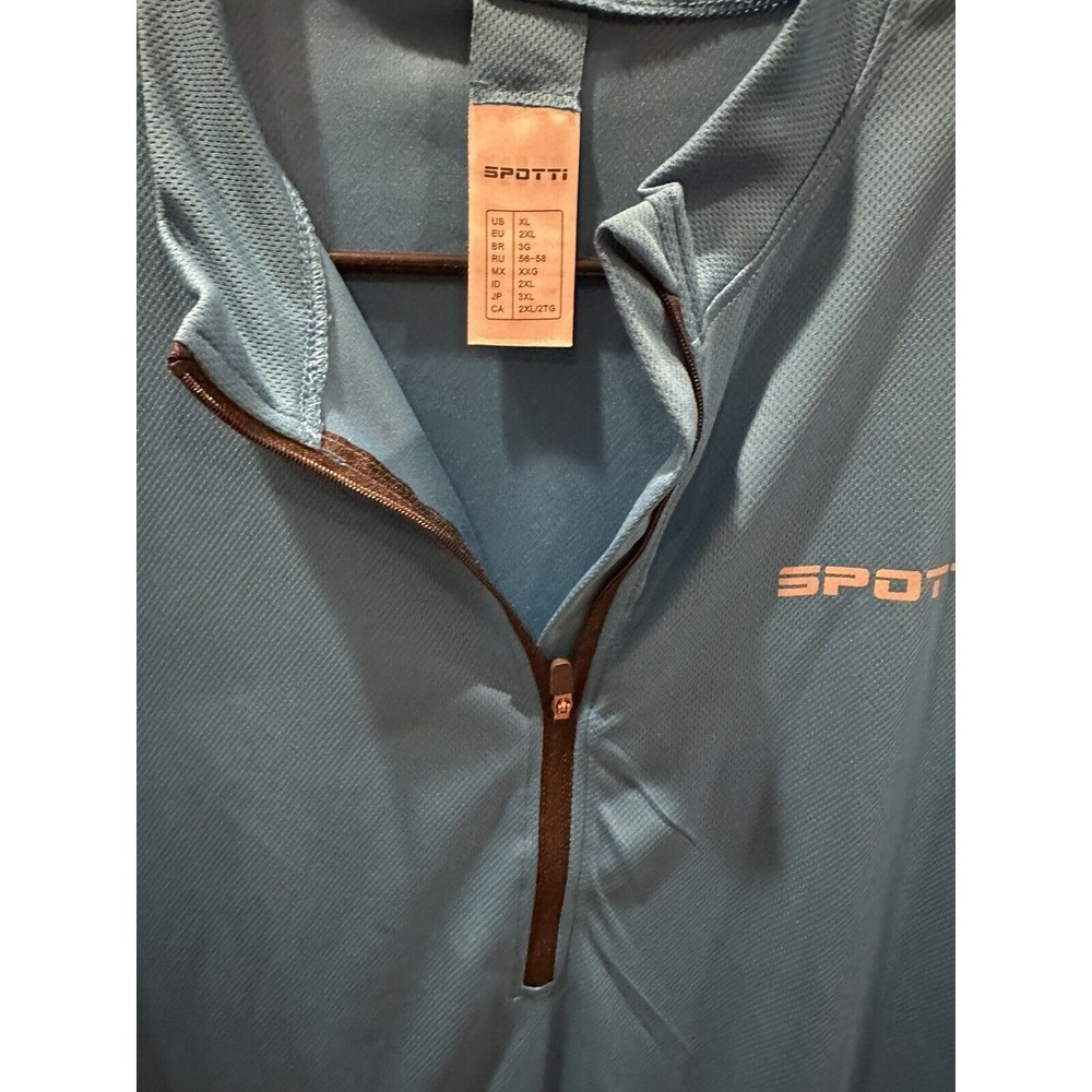 Spotti Men's Cycling Jersey Extra Large Blue 1/2 Zip Short Sleeve 3 Pockets‎ EUC - Picture 9 of 12